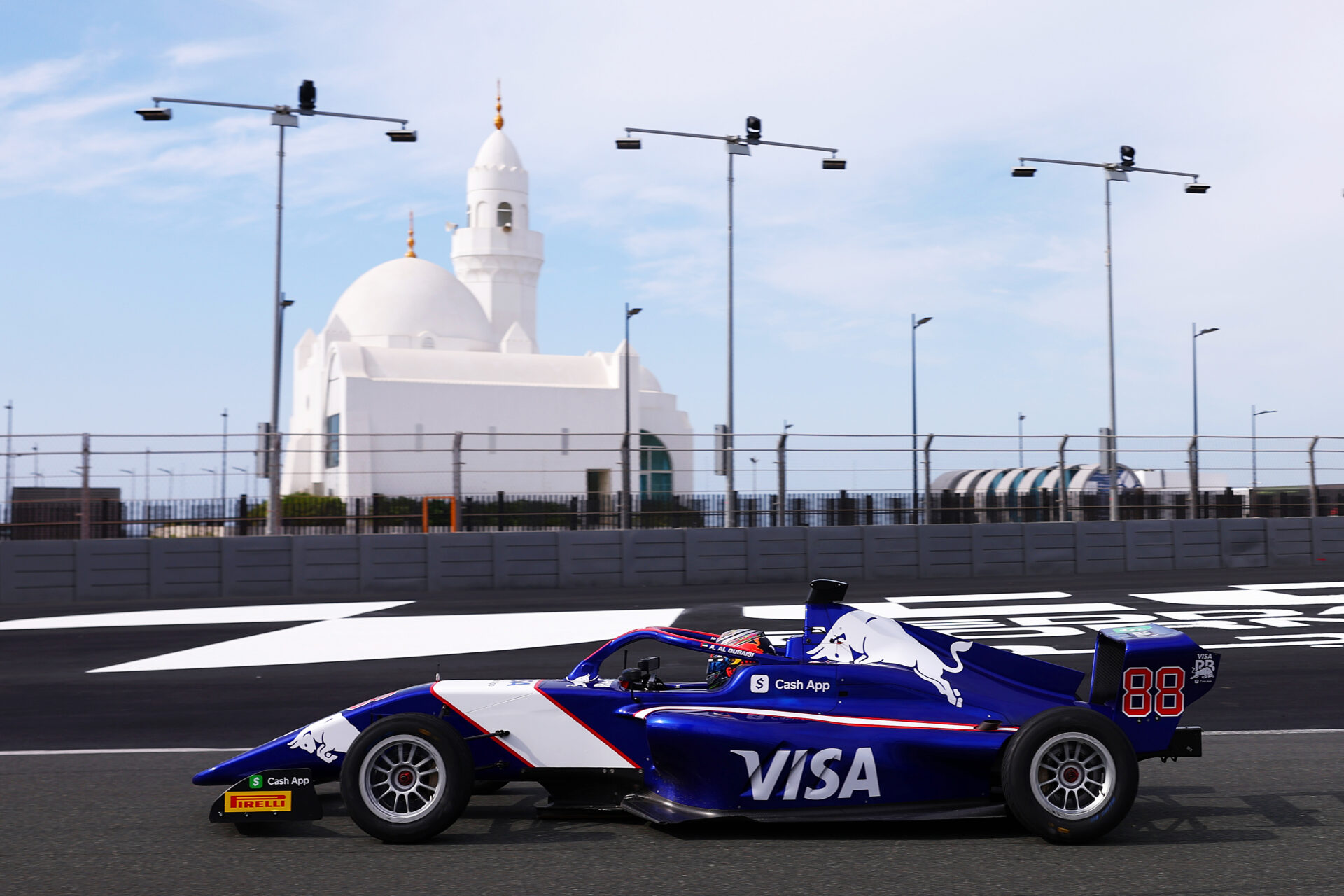 Amna Al Qubaisi drives at the Jeddah Corniche Circuit during F1 Academy testing in Saudi Arabia. (Getty Images)
