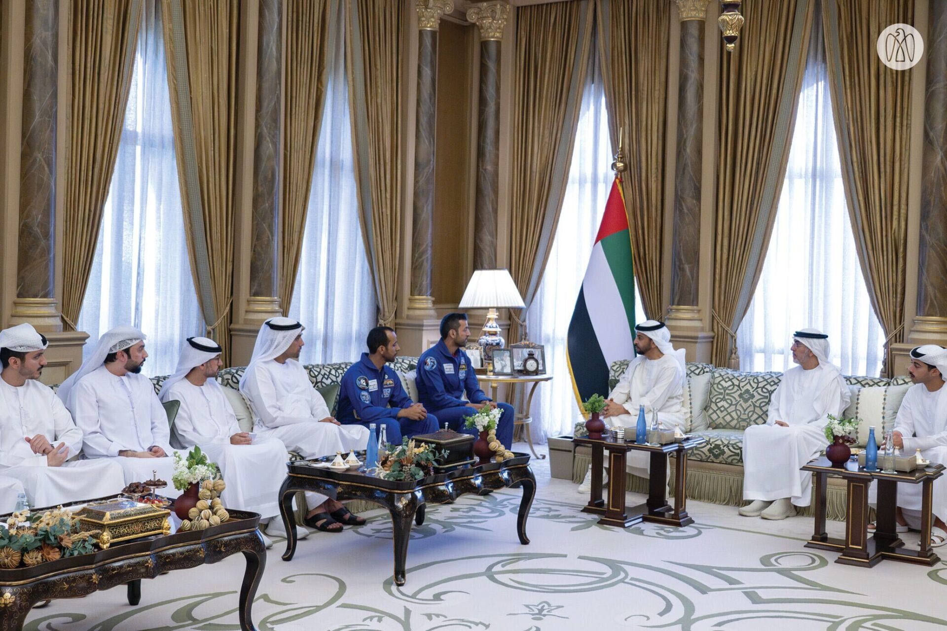 Sheikh Hamdan bin Zayed, a member of the UAE royal family, met on Wednesday with a delegation from the Mohammed Bin Rashid Space Centre, including astronaut Sultan Al Neyadi. (Photo: Abu Dhabi Media Office)