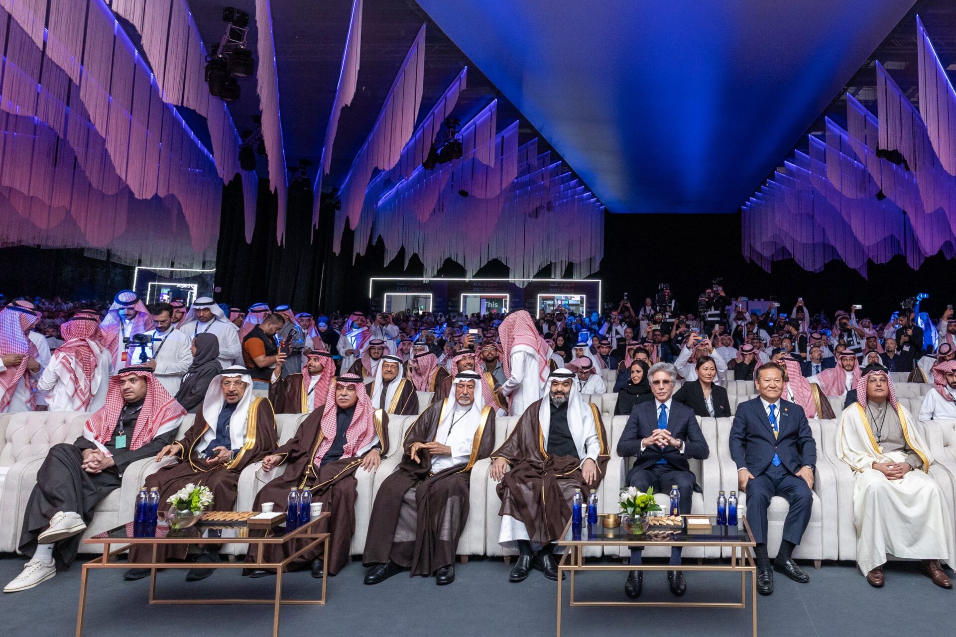 VIPs and delegates gather for the opening ceremony of LEAP24, a four-day global technology conference in Riyadh, Saudi Arabia. The first day included a keynote address by ServiceNow CEO Bill McDermott, third from right. (Photo: LEAP)