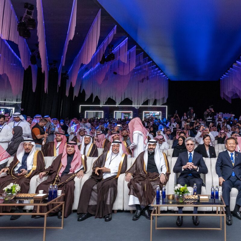 VIPs and delegates gather for the opening ceremony of LEAP24, a four-day global technology conference in Riyadh, Saudi Arabia. The first day included a keynote address by ServiceNow CEO Bill McDermott, third from right. (Photo: LEAP)