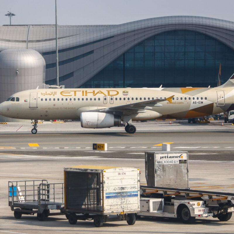 An Etihad aircraft at Abu Dhabi International Airport in Abu Dhabi, UAE. (Photo: Getty Images)