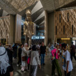 Visitors tour the new Grand Egyptian Museum in Giza on the outskirts of Cairo. The museum has started welcoming guests after years of delays, with an official opening scheduled for July. (Khaled Desouki / AFP via Getty Images)
