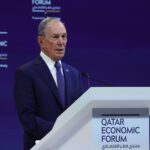 Mike Bloomberg, the Former Mayor of New York City, speaks at the Qatar Economic Forum in Doha on Tuesday. (Karim Jaafar / AFP via Getty Images)