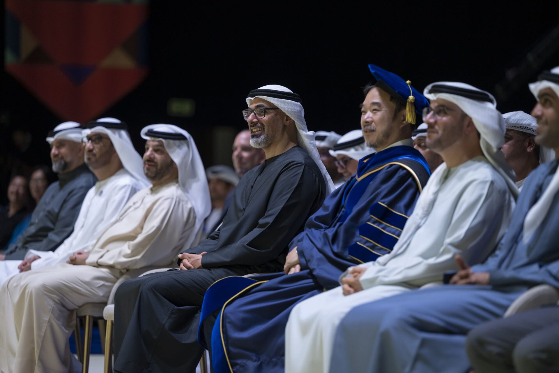Sheikh Khaled bin Mohamed, Crown Prince of Abu Dhabi, attended the 2025 commencement ceremony of Mohamed bin Zayed University of Artificial Intelligence (MBZUAI) on Wednesday. (Emirates News Agency)