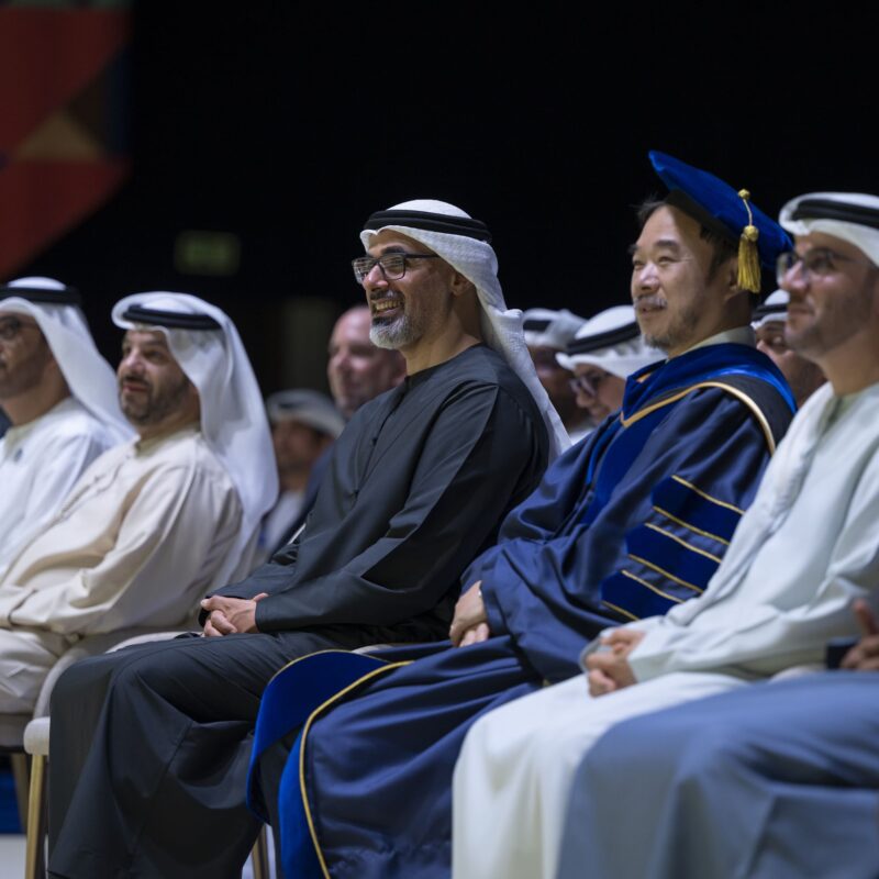 Sheikh Khaled bin Mohamed, Crown Prince of Abu Dhabi, attended the 2025 commencement ceremony of Mohamed bin Zayed University of Artificial Intelligence (MBZUAI) on Wednesday. (Emirates News Agency)