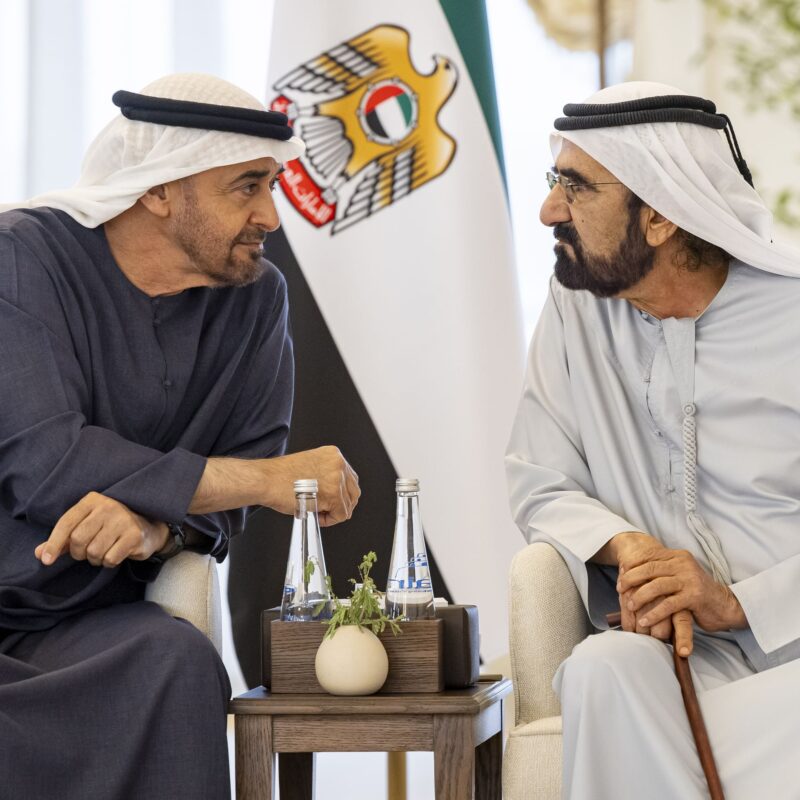 UAE President Sheikh Mohamed bin Zayed and Sheikh Mohammed bin Rashid, UAE Vice President and Prime Minister and Ruler of Dubai, held a meeting at Qasr Al Bahr palace in Abu Dhabi on Tuesday. (WAM)