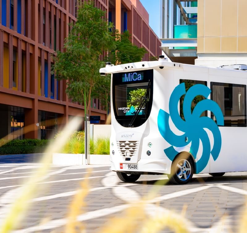 Autonomous buses developed by Mubadala-owned Solutions+ started tests in a geofenced zone at Abu Dhabi’s Masdar City. (WAM)